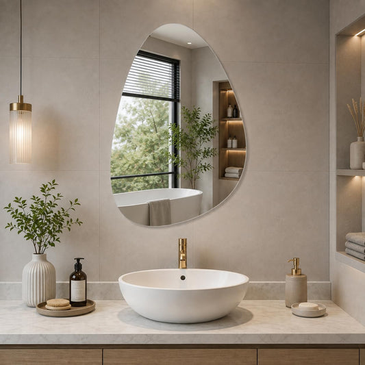LUPPRA 12 * 18 inch Frameless Drop Shape Wall Mounted Decorative Vanity Mirror for Bathroom, Wash Basin, Living Room & Bedroom