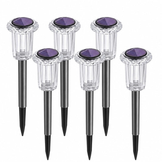 Solar Pathway Lights Outdoor 6 Pack LED Waterproof Stainless Steel Garden Stake Lights for Pathway, Walkway, Driveway, Yard & Patio