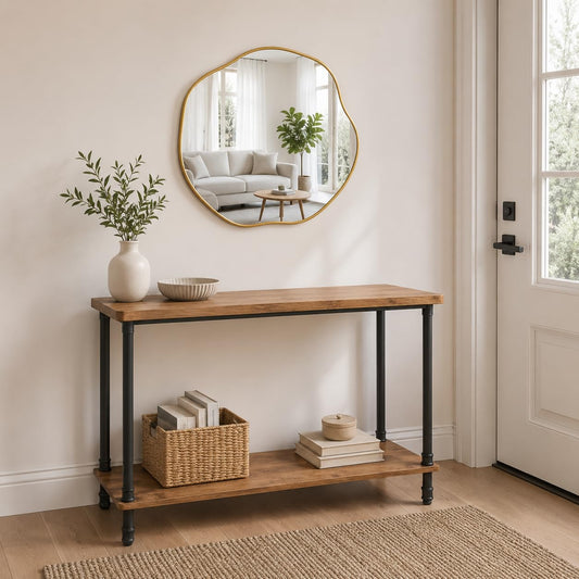 18 x 18 Inch Gold Irregular Wall Mirror – Modern Asymmetrical Design with Plastic Frame, Decorative Wall Mirror for Living Room, Bathroom, Bedroom & Entryway