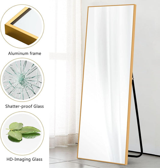Luppra 150 x 40 cm Mirror with Gold Frame Ultra Thin for Bathroom, Living Room, Bedroom