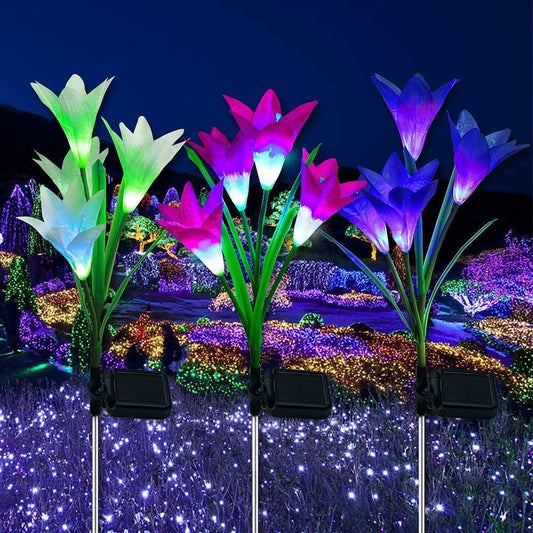 LUPPRA 7-Color Changing Solar Flower Garden Lights (Pink & Purple) – Pack of 2 Solar Light Set