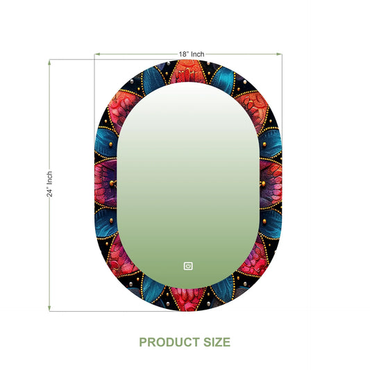 LUPPRA 17.5 x 23.5 Inch Capsule  LED Touch Sensor Mirror with UV Print Design – 3 Light Modes (Warm, White, Natural White).