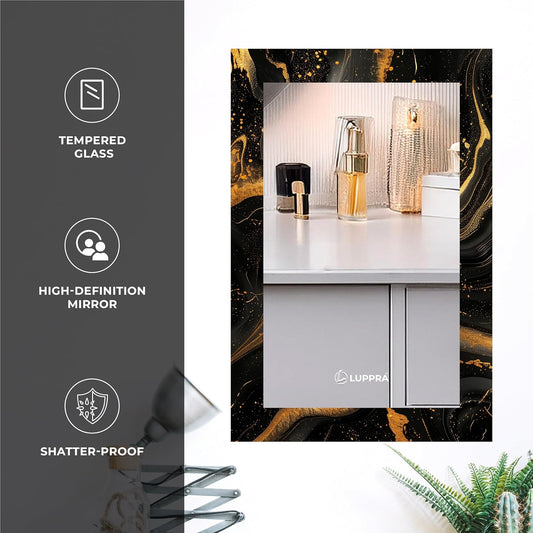 LUPPRA rectangle  decorative art unique fancy digital  frameless cnc polishing wall mirror /makeup mirror/bathroom mirrors size  (12x18 inch)