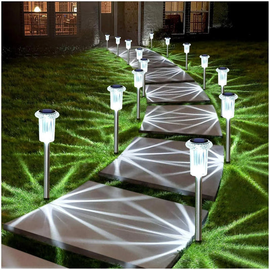 LUPPRA Solar Pathway Lights Outdoor 6 Pack LED Waterproof Stainless Steel Garden Stake Lights for Path, Walkway, Driveway, yard , patio
