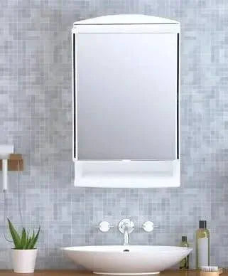 Plastic Premium Multipurpose Wall Mounted Storage Cabinet with Mirror – Space-Saving Bathroom & Bedroom Organizer, Sleek Prime Look (White)