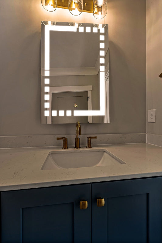 LUPPRA Rectangular Wall Mounting Mirror with Light |Bathroom ,Venity and Smart Mirror Size 18X24 inch| LED Mirror 3 Tone (Cool , Natural , Warm ).