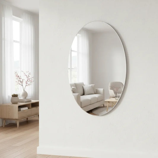 LUPPRA Oval Frameless Wall Mirror 12x18 Inch – Modern Decorative Mirror for Bathroom, Bedroom, Living Room & Entryway