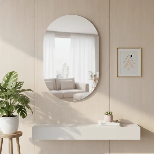 LUPPRA Capsule-Shaped Frameless Wall Mirror – Modern Decorative Mirror for Bathroom, Bedroom, Entryway & Living Room. (12x18)