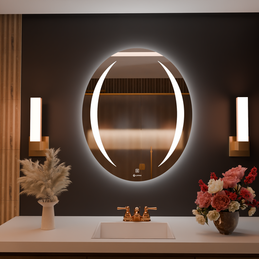 LUPPRA 18x24 Inch Oval LED Wall Mirror with Smart Touch Sensor, 3 Color Adjustable Lighting (Warm, Natural, White) – Modern Wall-Mounted Smart Mirror for Bathroom, Bedroom & Living Room (Oval 4)