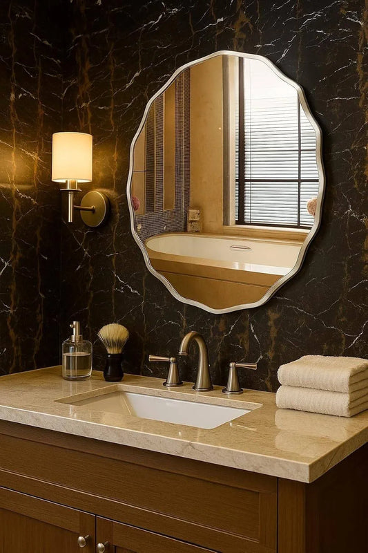 LUPPRA Frameless Mirror for Bedroom/Bathroom/Dressing Room/Living Room/Entryway/Wall -  5 mm (18 X 24 Inch). ( Oval)