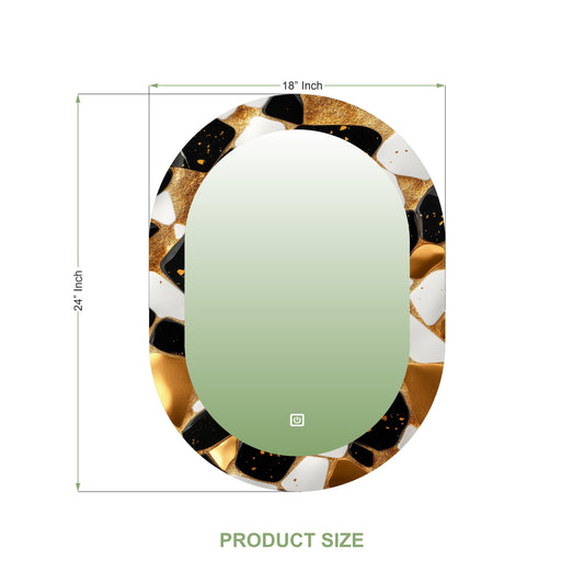 LUPPRA Capsule 18x24 Inch  Touch Sensor UV Printed Design LED Mirror With 3 Light tone (Warm,White,Natural White).