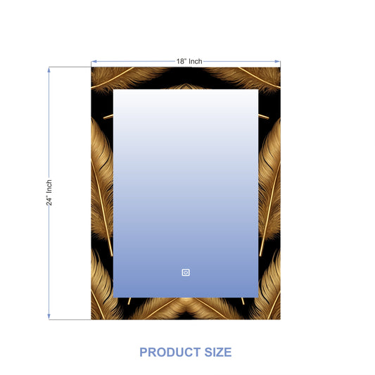 LUPPRA Rectangle 18×24?inch LED Touch Sensor Mirror with UV?Printed Design and 3 Light Tones (Warm, White, Natural).