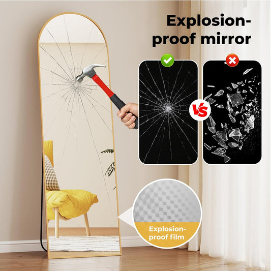 Arched gold Full Length Mirror 150X40 Bathroom Mirror (Semi Curved Finish : Polished)