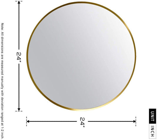 Glass Round Led Wall Mirror For Bathroom,Wash Basin Mirror 3 Led Lights(Warm,White,Natural White,Size 24X24 Inch,Framed)