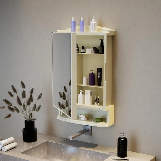 LUPPRA Plastic Rich Look Bathroom Cabinet With Cabinet With Mirror White Color-Made In India