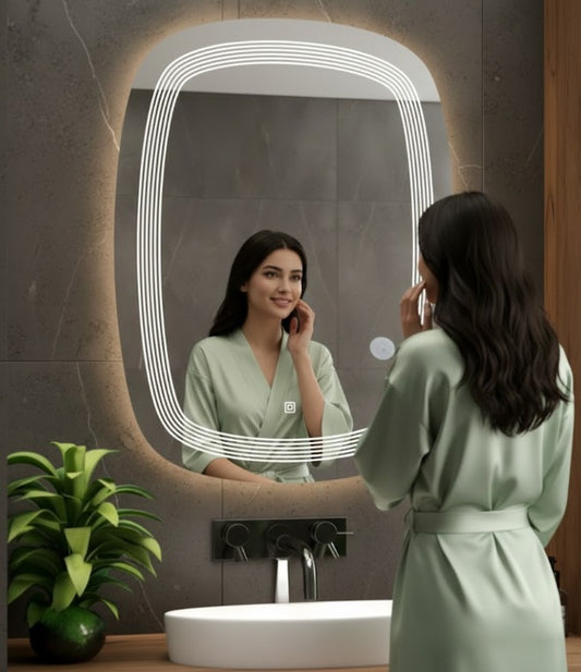 LUPPRA 18x24 Inch Wall-Mounted LED Mirror with Smart Sensor and 3-Color Light (Warm, White, Natural) | Mirror Light, Wash Basin Wall and Fancy Washbasin Mirror,Smart LED Design