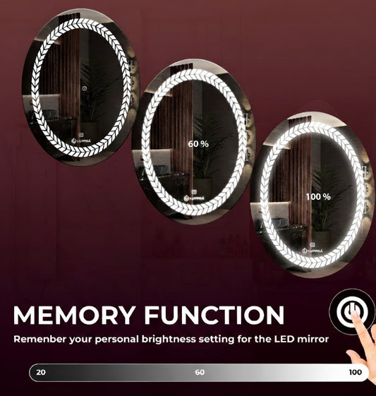 LUPPRA 18x24 Inch Oval LED Wall Mirror with Smart Touch Sensor, 3 Color Adjustable Lighting (Warm, Natural, White) – Modern Wall-Mounted Smart Mirror for Bathroom, Bedroom & Living Room (Oval 2)