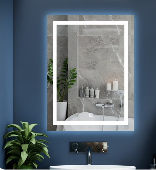 LUPPRA Rectengale Wall Mounting Mirror with Light |Bathroom ,Venity and Smart Mirror Size 18X24 inch| LED Mirror 3 Tone (Cool , Natural , Warm White).