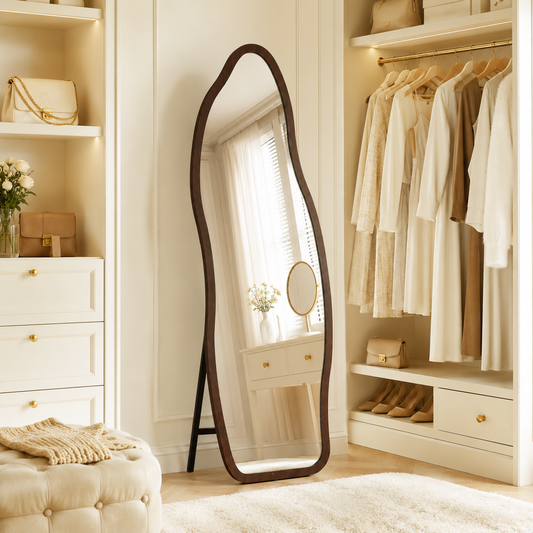 50 x 160 cm Wood Finish Full-Length Wall Mirror – Elegant Decorative  Framed Standing & Dressing Mirror for Bedroom, Dressing Room, Living Room, Entryway & Home Décor