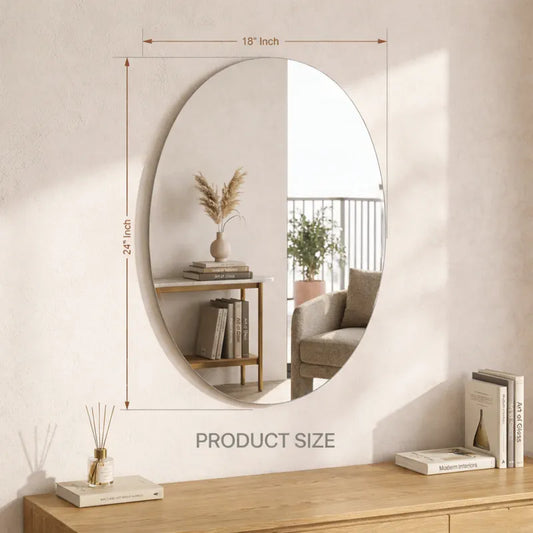 LUPPRA 18x24 Inch Oval Frameless Wall Mirror – Modern Decorative Vanity Mirror for Bathroom, Bedroom, Living Room & Entryway