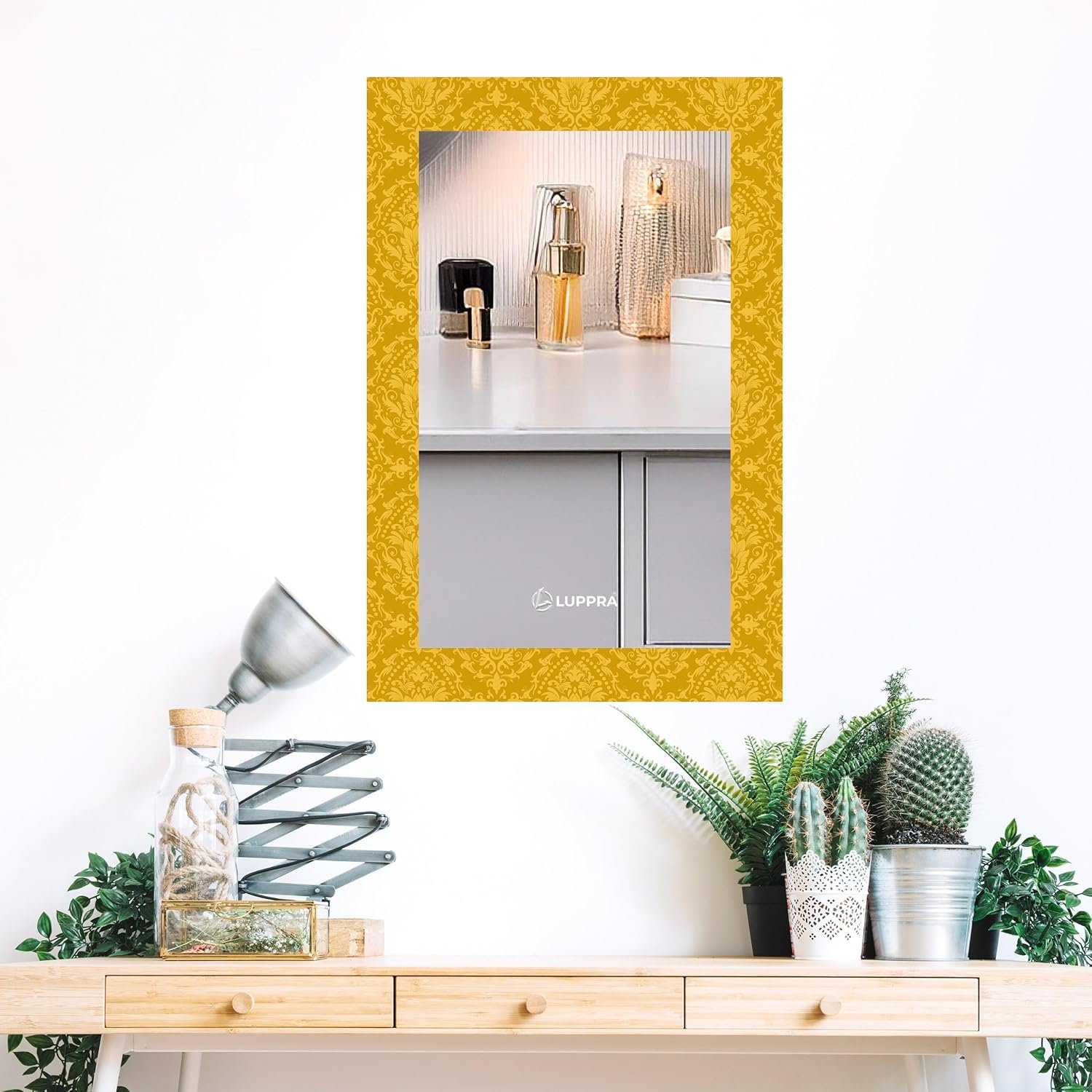 LUPPRA Rectangle Decorative Art Unique Fancy Digital Frameless CNC polishing Wall Mirror/Makeup Mirror/Bathroom Mirrors Size (12x18 inch).