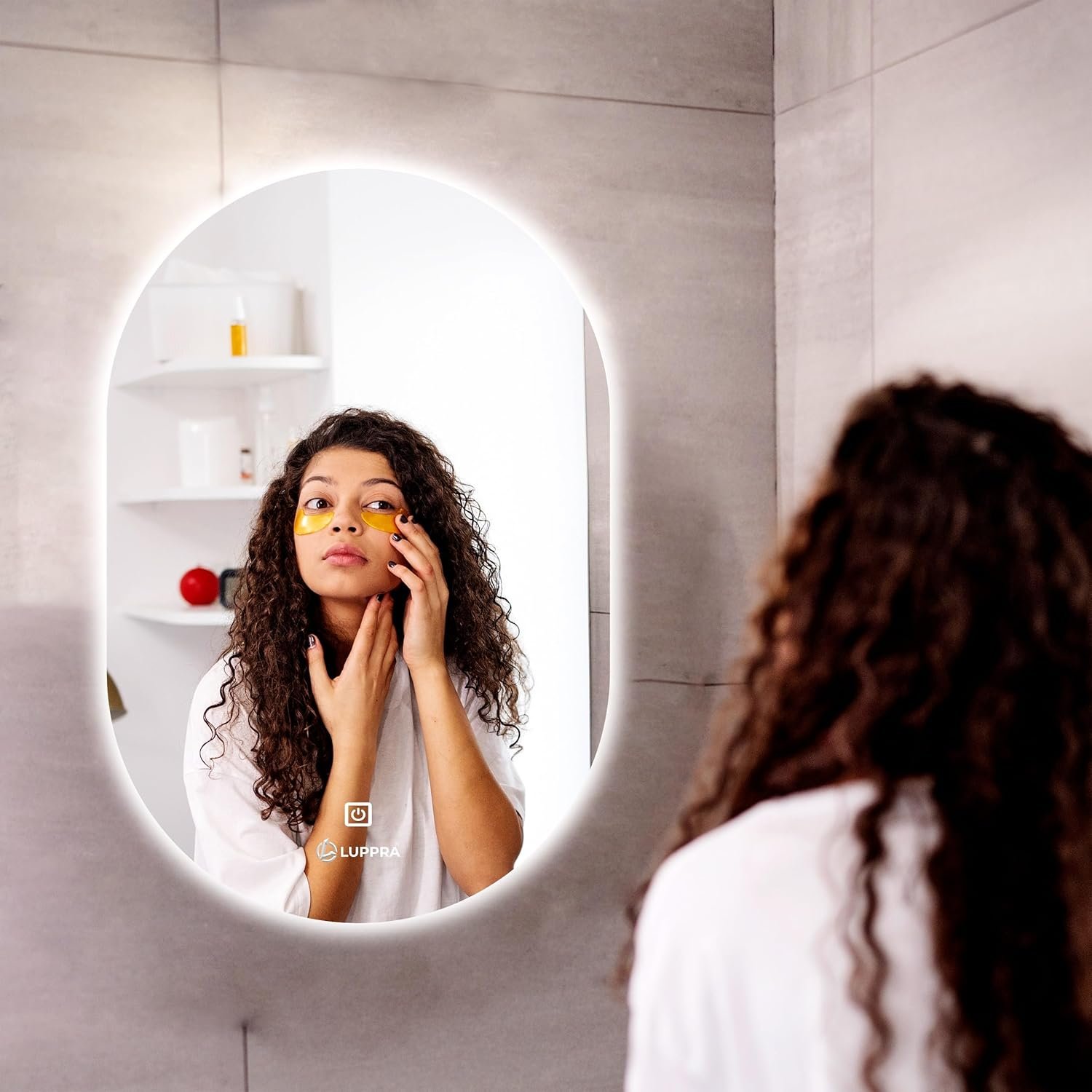 LUPPRA 12x18 Inch LED Bathroom Mirror – Wall-Mounted Glass Mirror with Smart Sensor & 3-Color Lighting. (Capsule, 12 X 18)