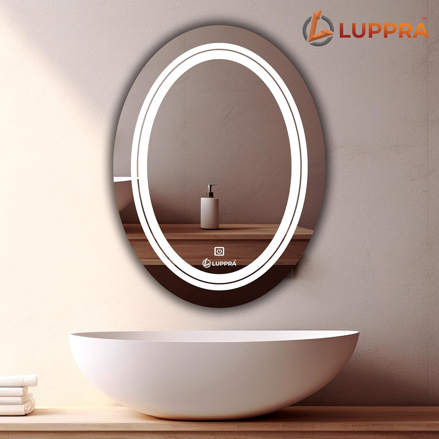 Oval Wall Mounting Mirror with Light |Bathroom,Venity and Smart Mirror Size 18X24 inch| LED Mirror 3 Tone (Cool, Natural, Warm).