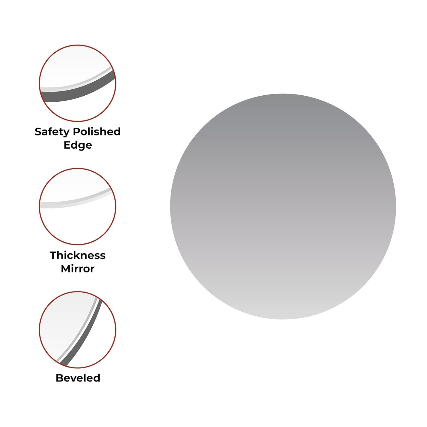 Round Frameless Wall Mirror – Modern Decorative Mirror for Bathroom, Bedroom & Living Room. (24x24)