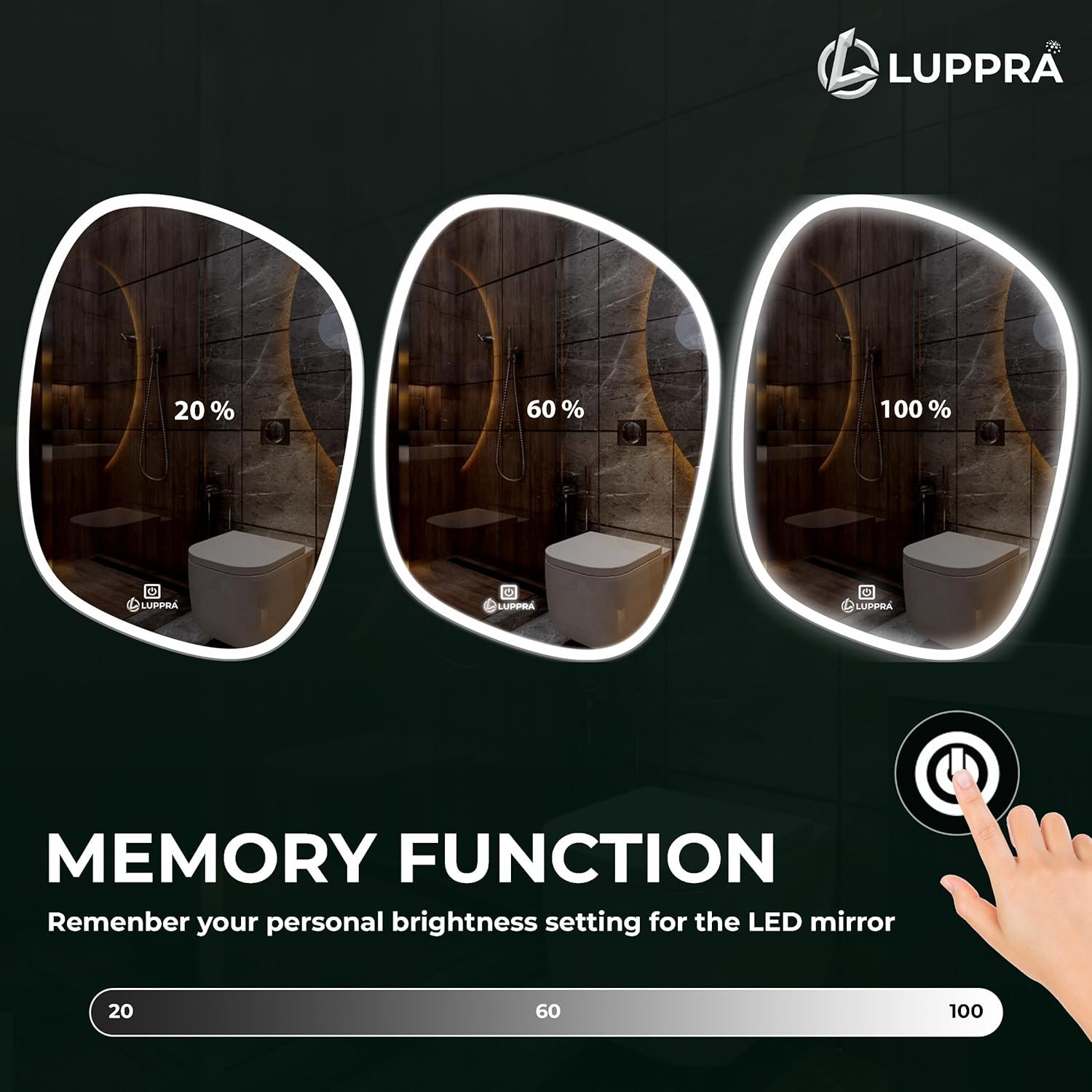 Wall Mounting Mirror with Light |Bathroom,Venity and Smart Mirror Size 18X24 inch| LED Mirror 3 Tone (Cool, Natural, Warm).