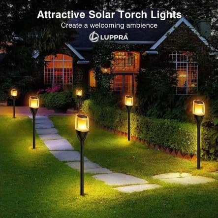 Solar Garden Pathway Flickering Flame Light – LED Outdoor Decorative Torch with Auto On/Off & 1200mAh Rechargeable Battery