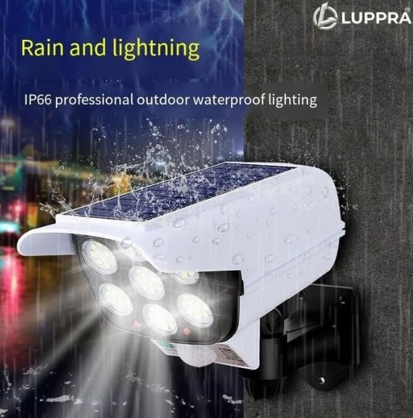 Solar Security Camera Light – Outdoor Wall Lamp with 77 LED Spotlight, Motion Sensor, Waterproof Fake CCTV Design for Garden, Yard & Home Security