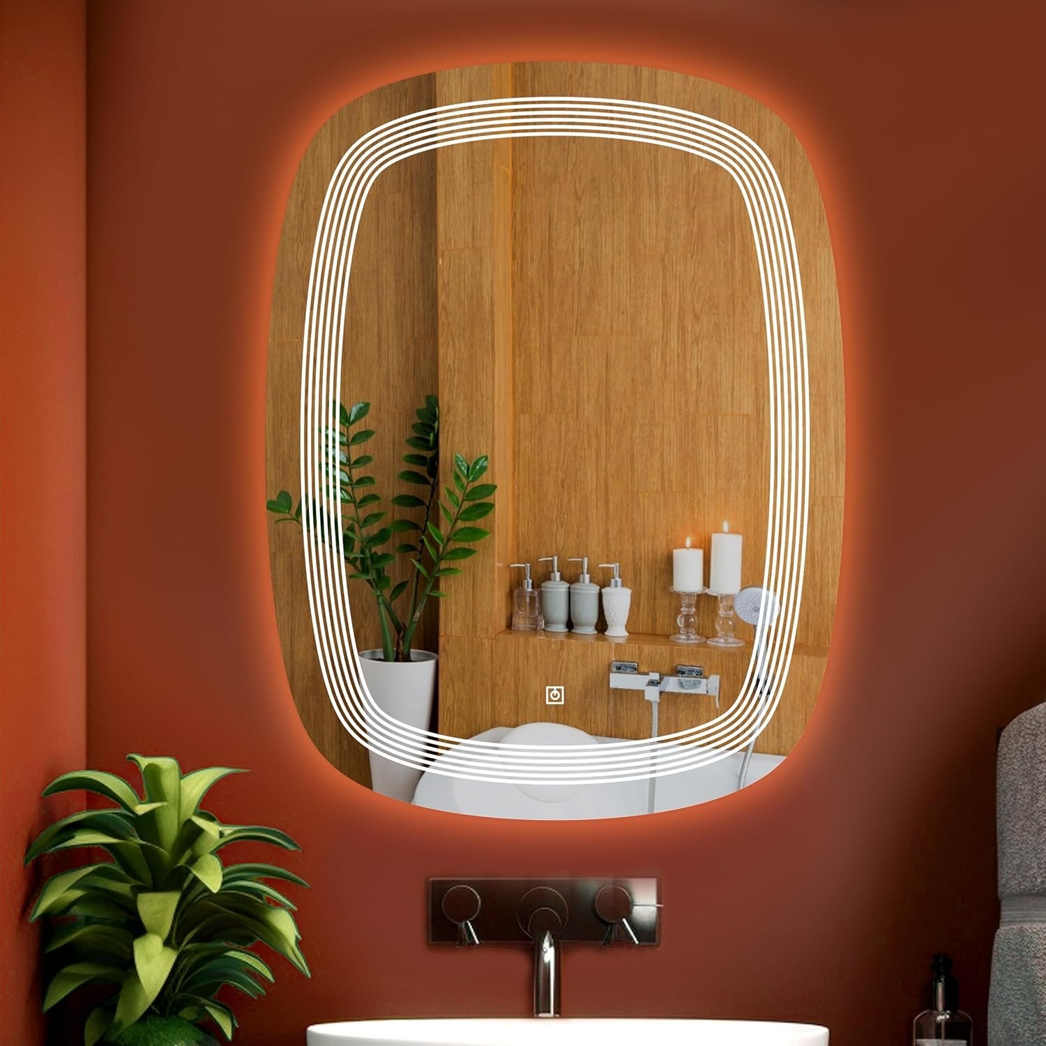 Rectangular Wall Mounting Mirror with Light |Bathroom,Venity and Smart Mirror Size 18X24 inch| LED Mirror 3 Tone (Cool, Natural, Warm).