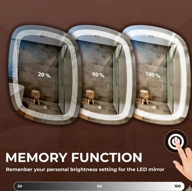 Rectangular Wall Mounting Mirror with Light |Bathroom,Venity and Smart Mirror Size 18X24 inch| LED Mirror 3 Tone (Cool, Natural, Warm).