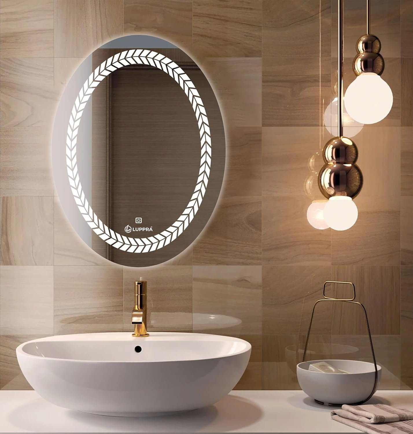 Oval Wall Mounting Mirror with Light |Bathroom,Venity and Smart Mirror Size 24X24 inch| LED Mirror 3 Tone (Cool, Natural, Warm).