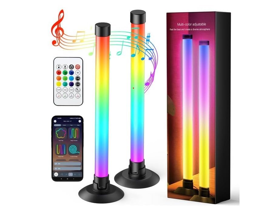 Smart RGB LED Light Bar with Music Sync, App & Remote Control, IC Color Changing TV Backlight, USB Powered Gaming Room & PC Monitor Ambient Lighting