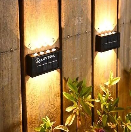 Solar 8 LED Up & Down Wall Light – IP65 Waterproof Dual Direction Outdoor Lamp with Sensor for Garden, Porch & Patio (Pack of 2)