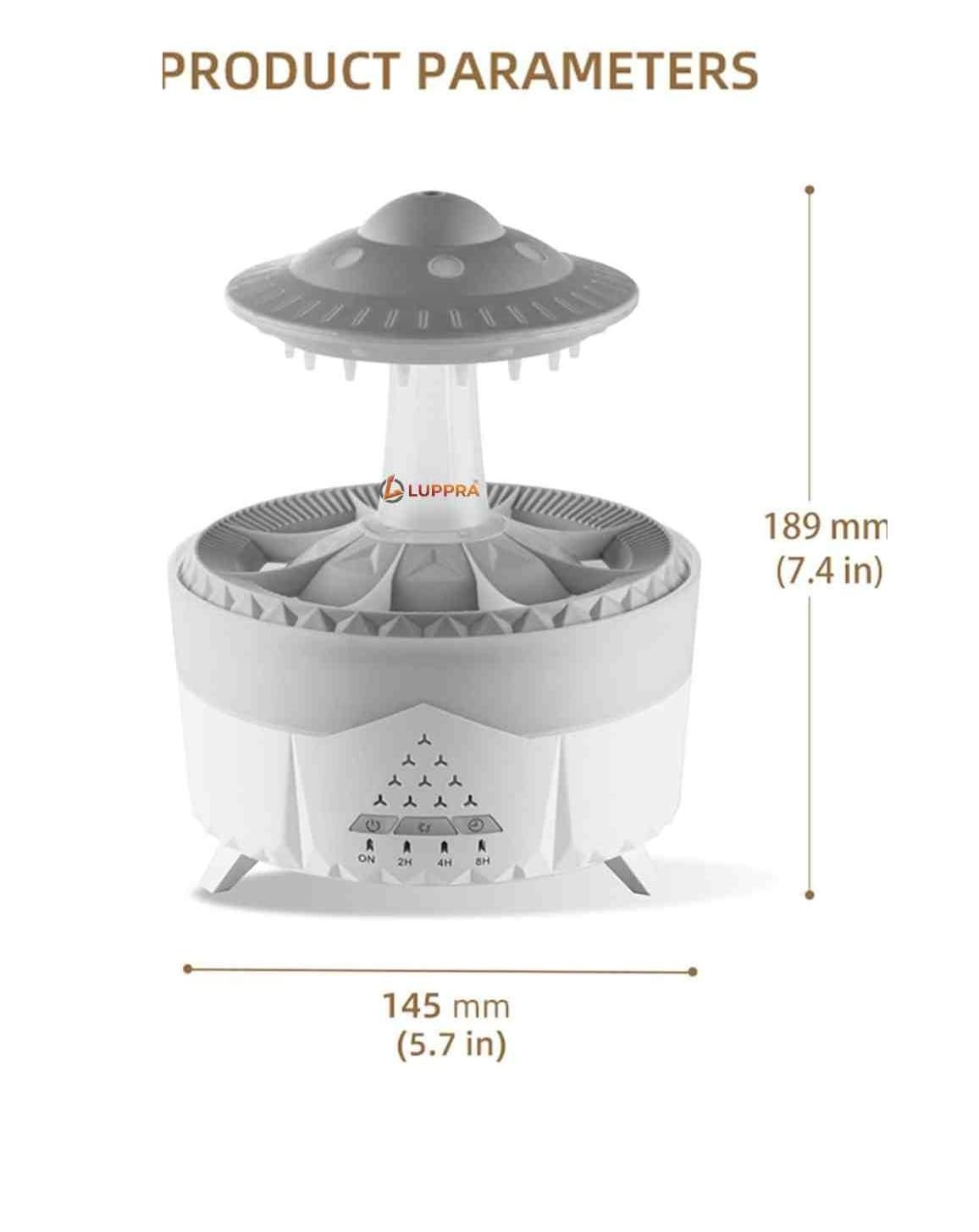 Rain Cloud Humidifier with Water Drip & Mushroom Diffuser Lamp – 7-Color LED Night Light, Remote Control, Timer Function, Rain Sounds for Sleeping, Desk Fountain, US Plug