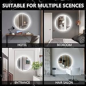 Round Wall Mounting Mirror with Light |Bathroom,Venity and Smart Mirror Size 24X24 inch| LED Mirror 3 Tone (Cool, Natural, Warm).
