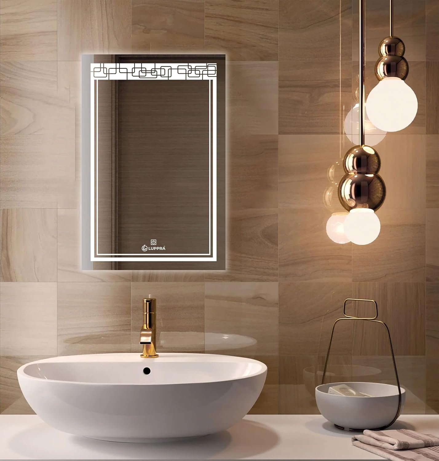 18x24 inch Rectengale Wall Mounting Mirror with Light |Bathroom,Venity and Smart Mirror Size 18X24 inch| LED Mirror 3 Tone (Cool, Natural, Warm).