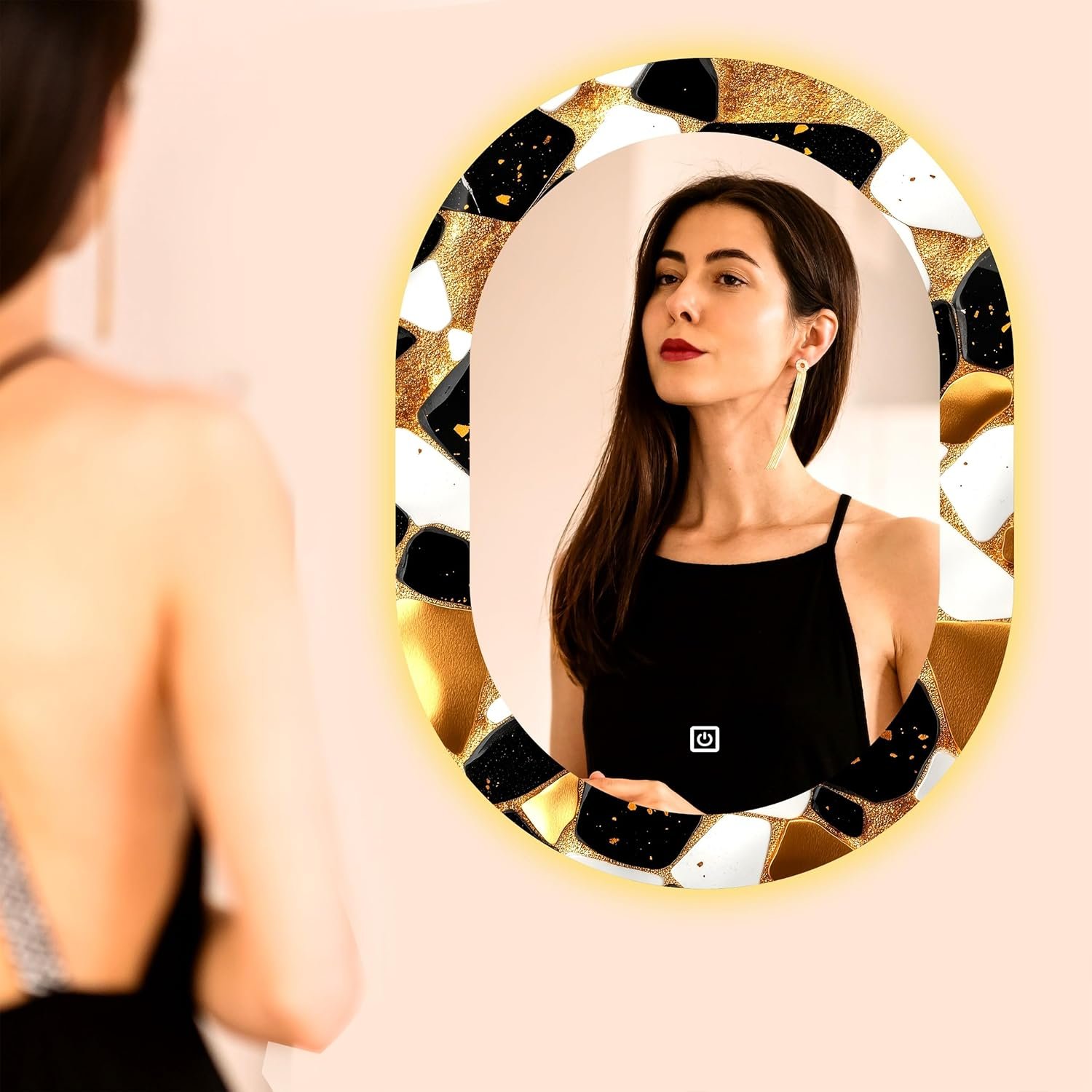 Capsule 17.5X23.5 Inch Touch Sensor UV Printed Design LED Mirror with 3 Light Tone (Warm,White,Natural White).