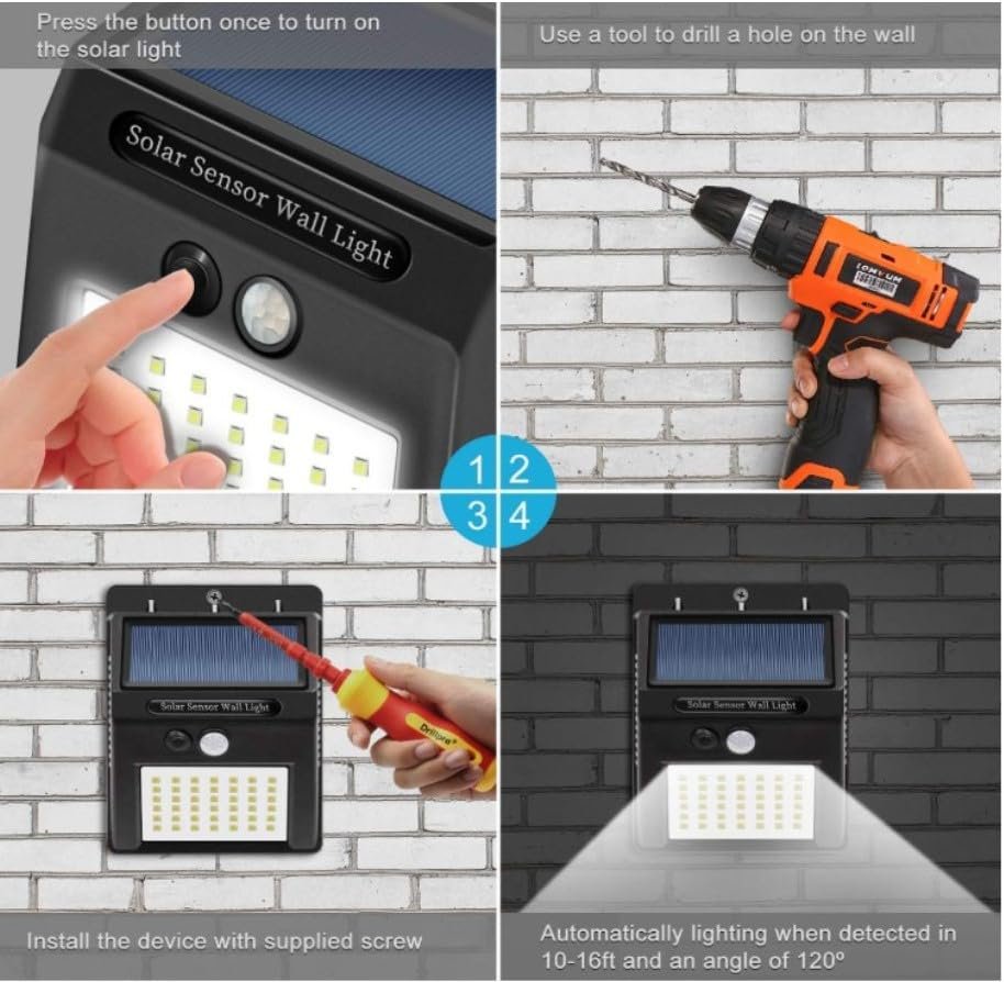 Solar Motion Sensor Wall Light – 20 LED Waterproof Outdoor Solar Security Light with PIR Motion Detection, Automatic Dusk to Dawn for Garden, Yard, Patio, Pathway & Home