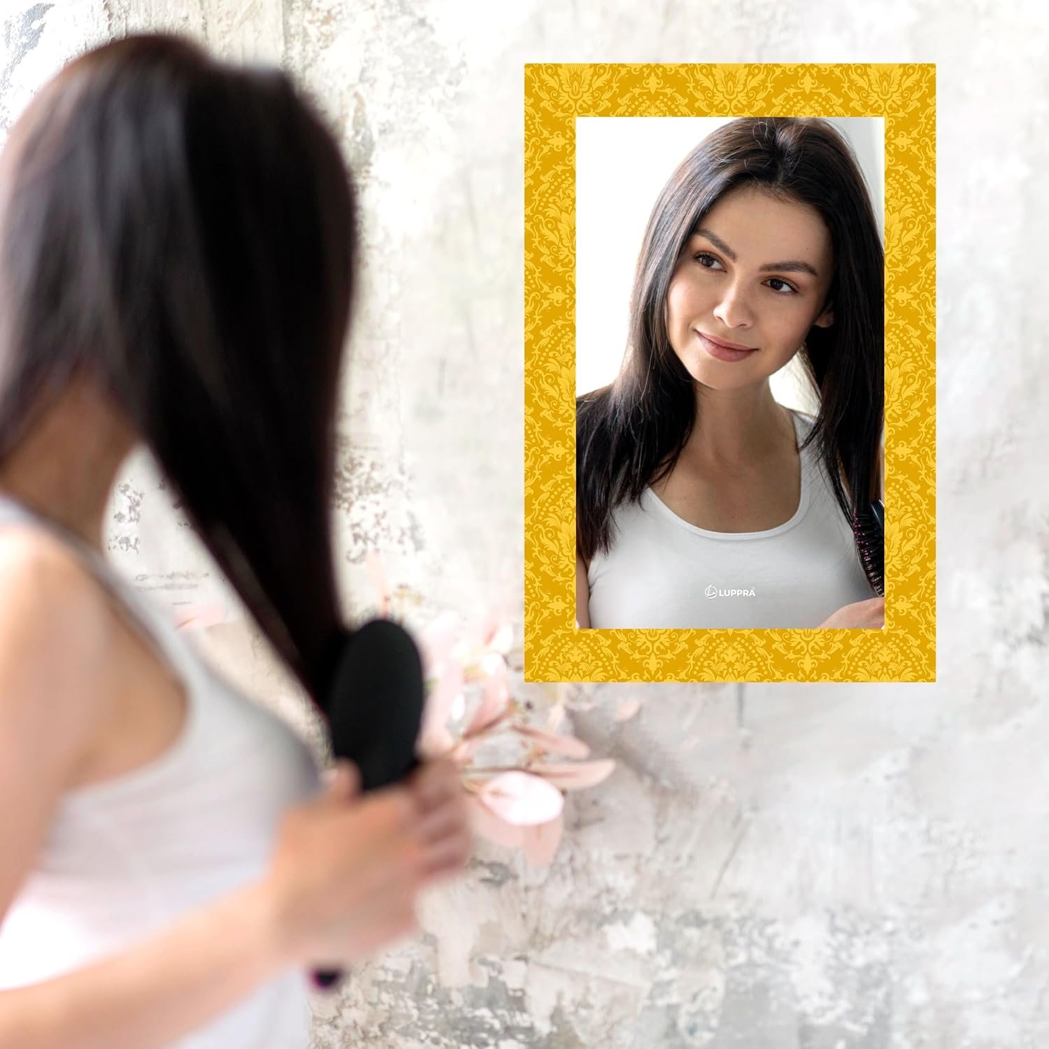LUPPRA Rectangle Decorative Art Unique Fancy Digital Frameless CNC polishing Wall Mirror/Makeup Mirror/Bathroom Mirrors Size (12x18 inch).