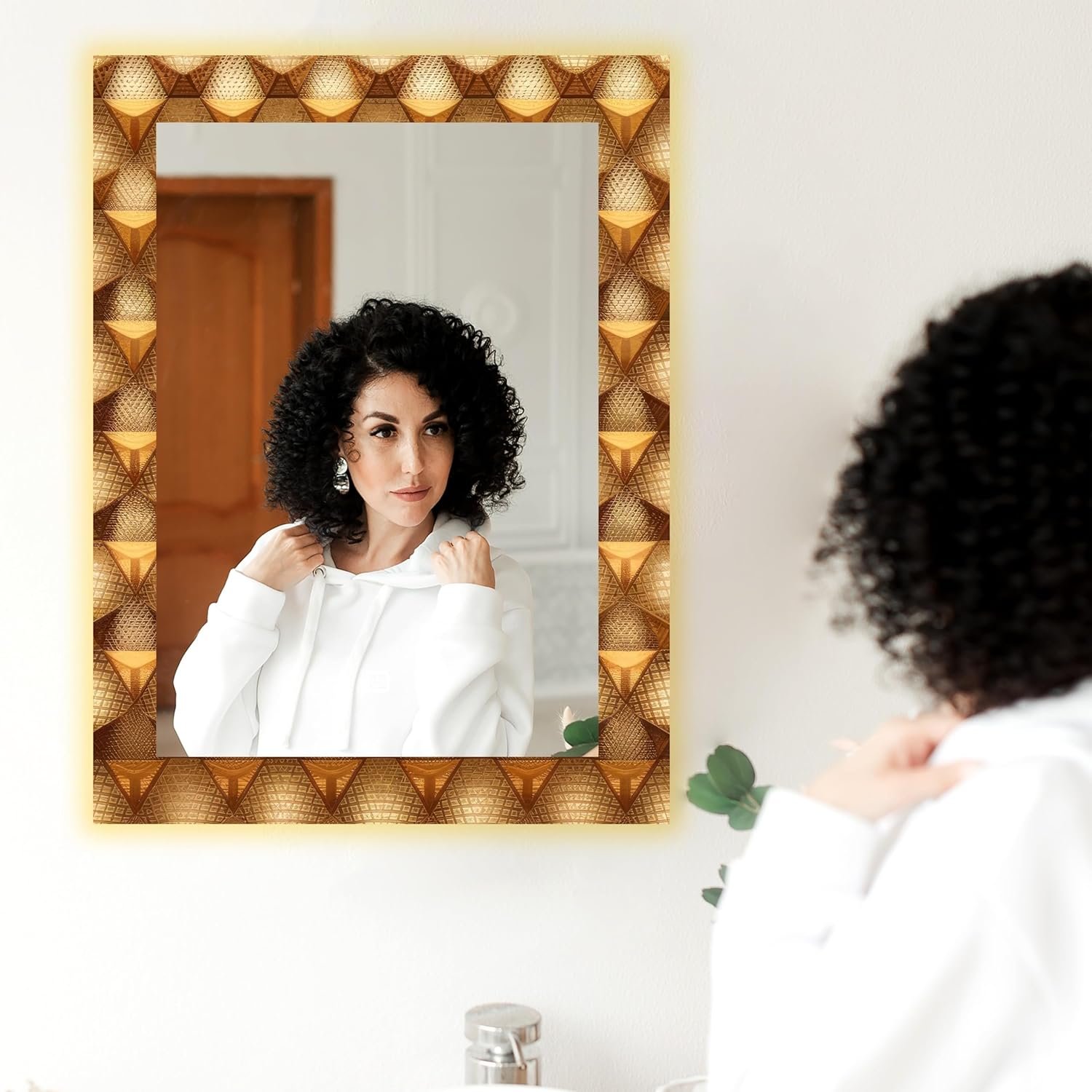 Rectangular 18×24 Inch Wall-Mounted LED Mirror with 3‑Color Light Sensor (Warm, White, Natural).