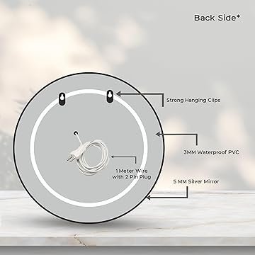 1 LUPPRA Round 24x24 Inch Wall-Mounted LED Mirror with Smart Sensor and 3-Color Light (Warm, White, Natural) | Light, Wash Basin Wall, Fancy Washbasin,Smart LED Design