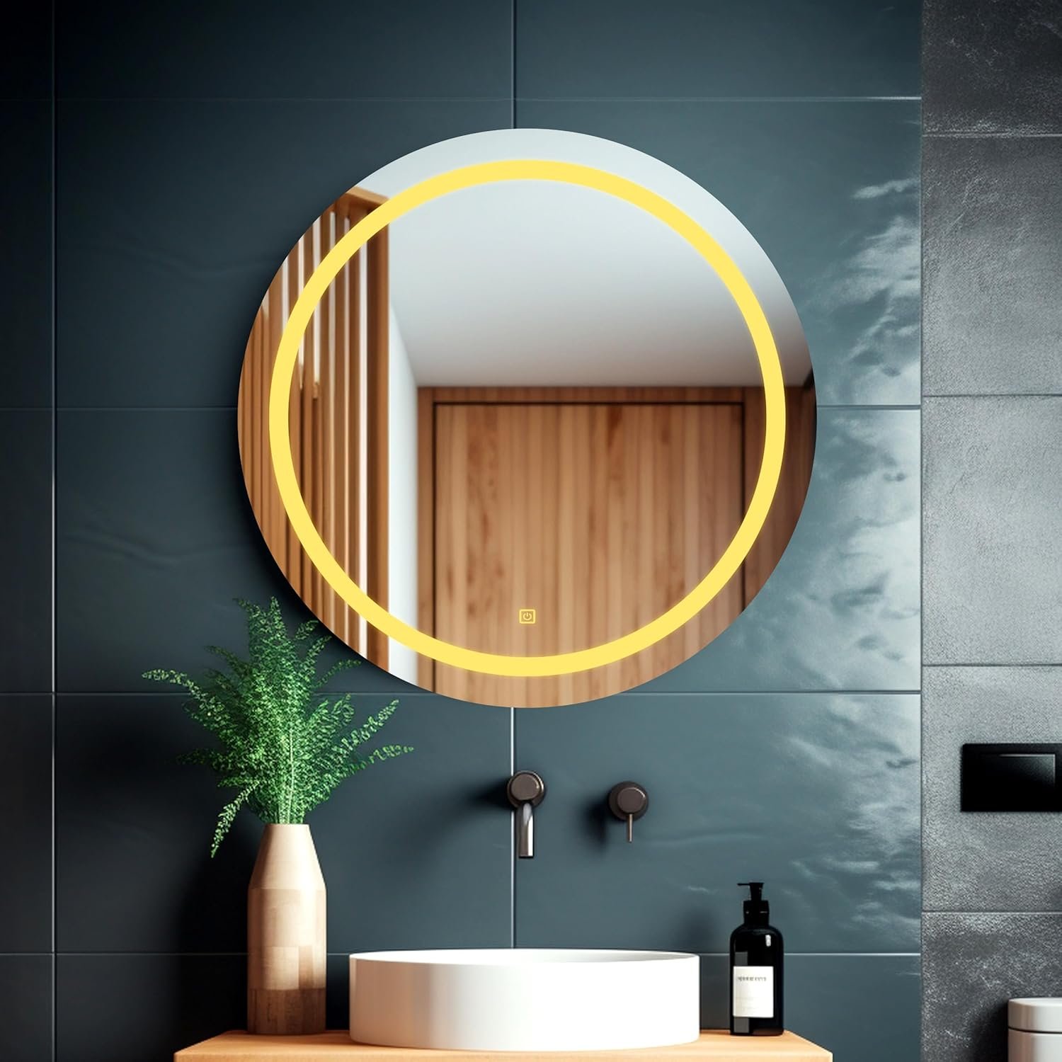 Round Wall Mounting Mirror with Light |Bathroom,Venity and Smart Mirror Size 24X24 inch| LED Mirror 3 Tone (Cool, Natural, Warm).