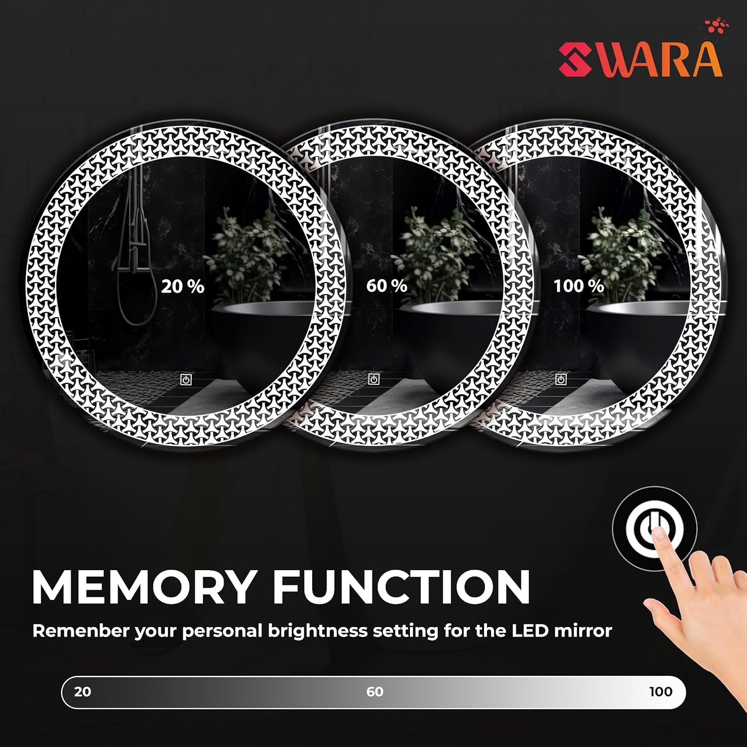 LUPPRA 24x24 Inch Wall-Mounted LED Mirror with Smart Sensor and 3-Color Light (Warm, White, Natural) | Wash Basin Wall and Fancy Washbasin Mirror,Smart LED...