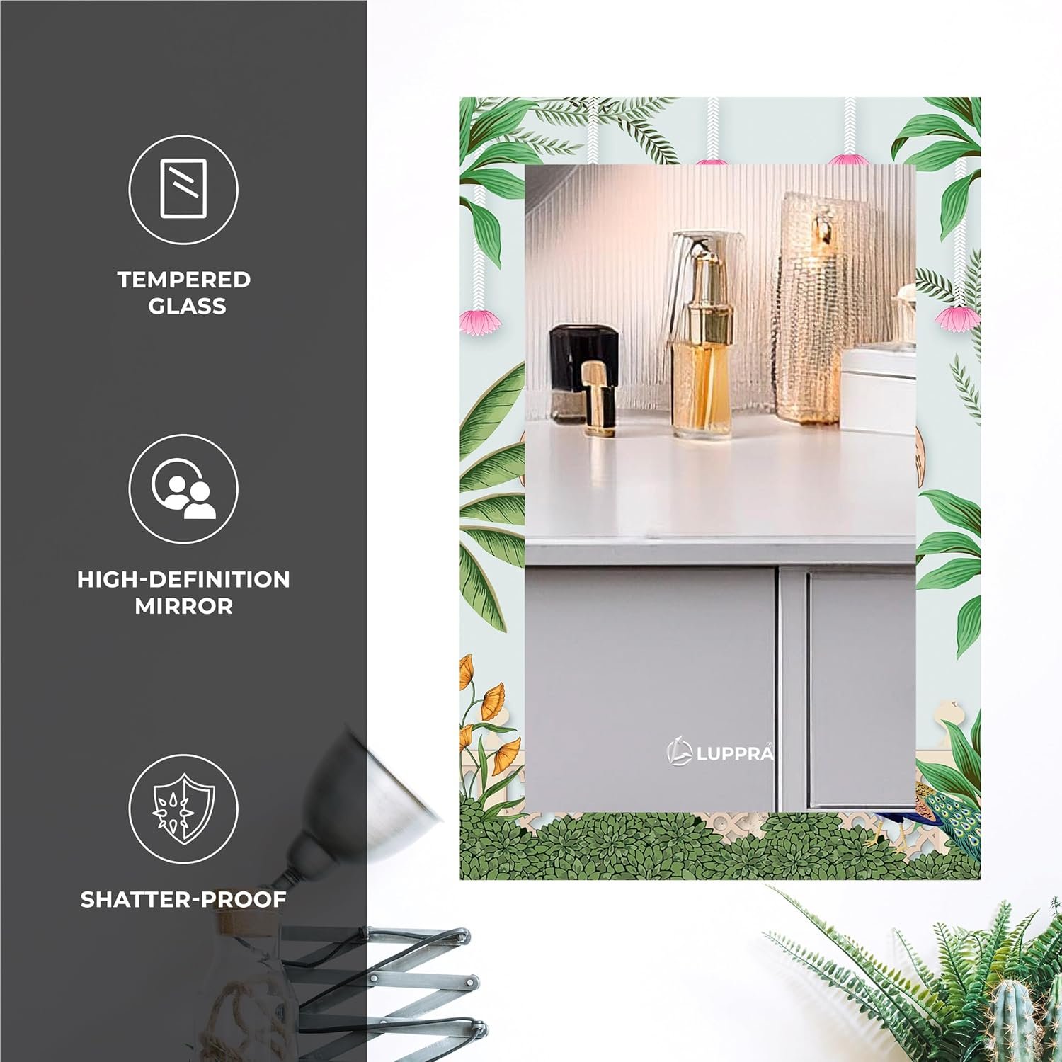 Rectangle Decorative Art Unique Fancy Digital Frameless CNC polishing Wall Mirror/Makeup Mirror/Bathroom Mirrors Size (12x18 inch).