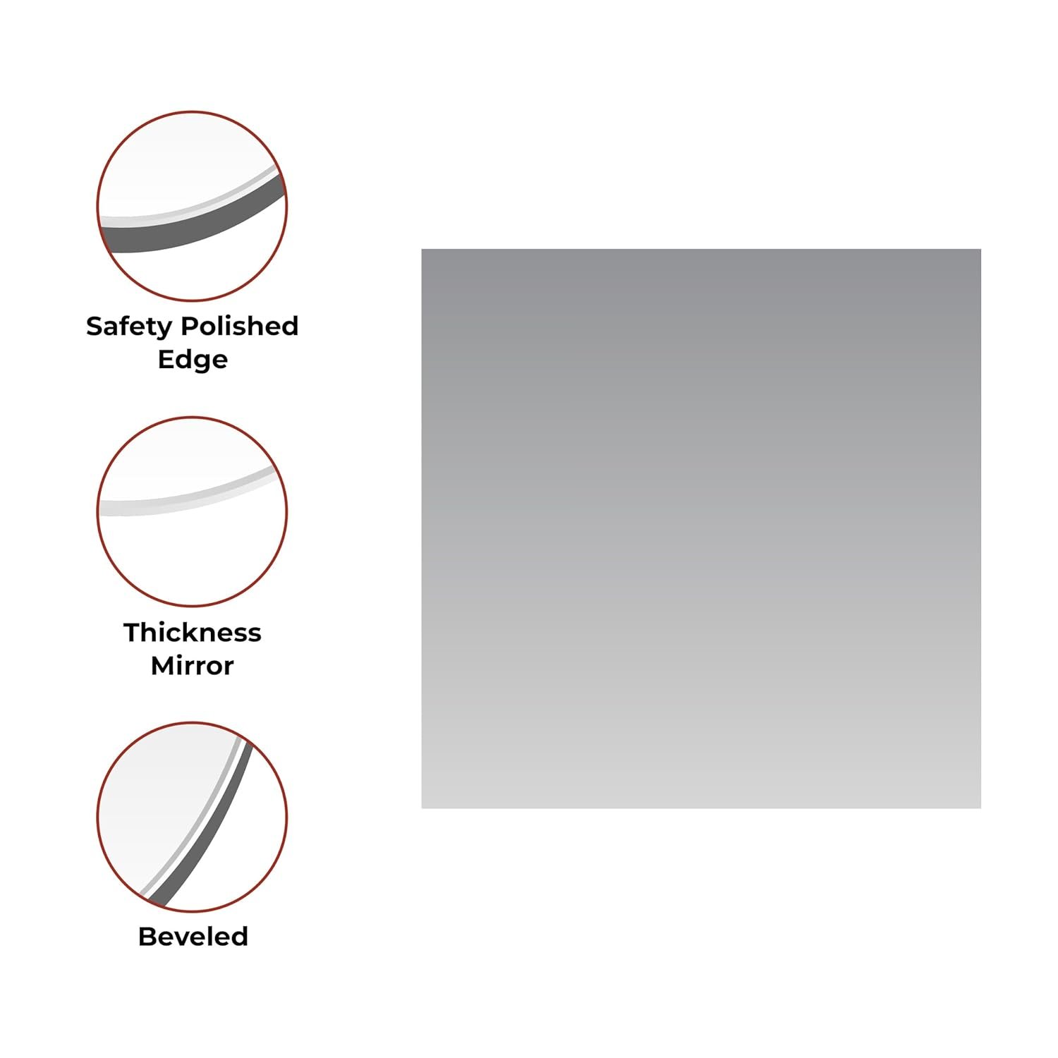 Square Frameless Wall Mirror – Modern Decorative Mirror for Bathroom, Bedroom, Living Room, Entryway & Dressing Room. (24 x 24 INCH)