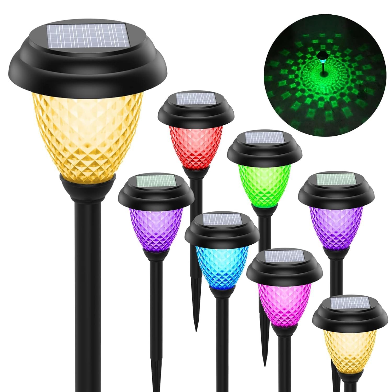 6-Pack Color Changing Waterproof LED Garden & Yard Lights with Auto On/Off for Walkway, Lawn, Patio (Warm White)