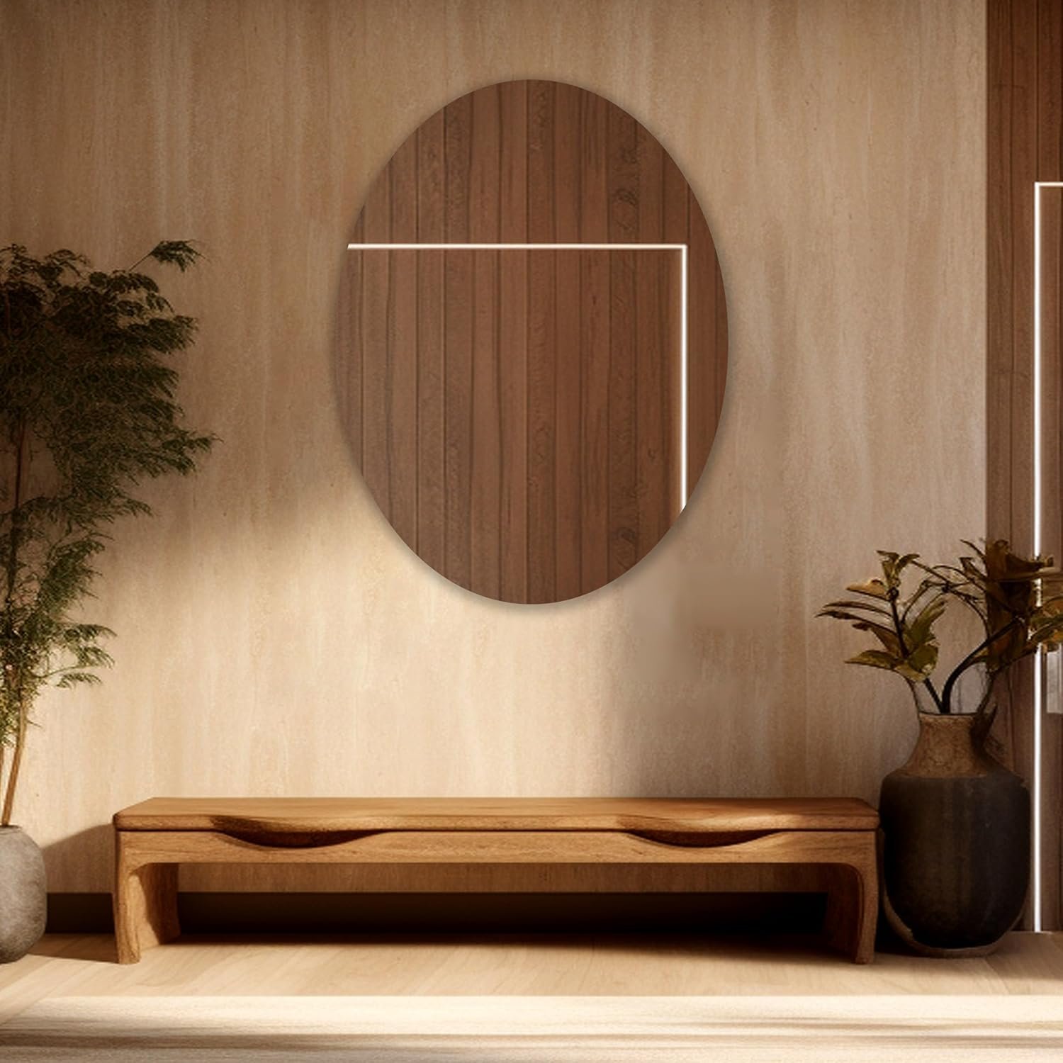 Modern Oval Wall Mirror – Elegant Frameless Design for Bathroom, Bedroom & Living Spaces. (9 X 15)